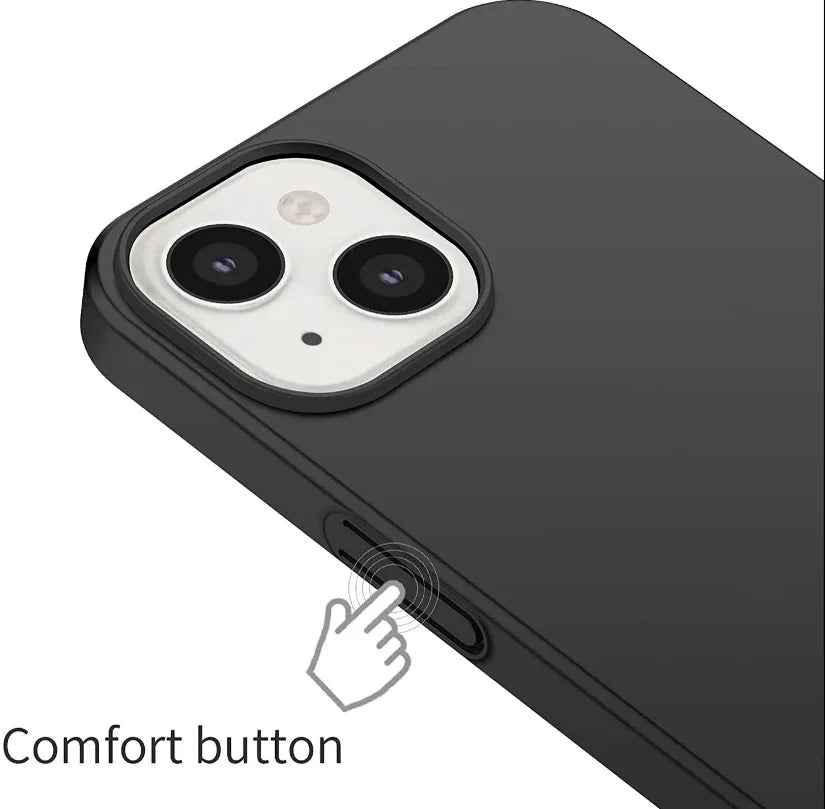 Black silicone case for iPhone 15 Plus by TechPlus, soft protective cover with a snug fit and smooth texture.