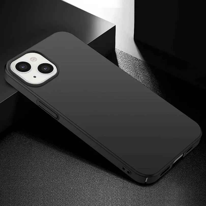 Black silicone case for iPhone 15 Plus by techplus, soft protective cover with smooth texture and precise cutouts.
