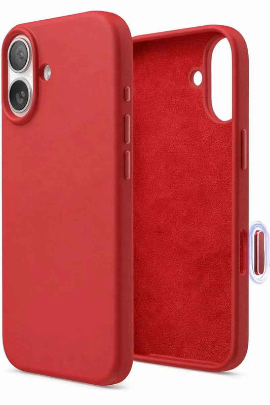 Black silicone case for iPhone 16 Plus by TechPlus, soft protective cover with a smooth finish.