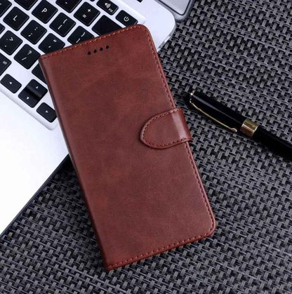 Black TechPlus iPhone 16 Pro Max wallet case with slim leather flip cover and integrated card holder.
