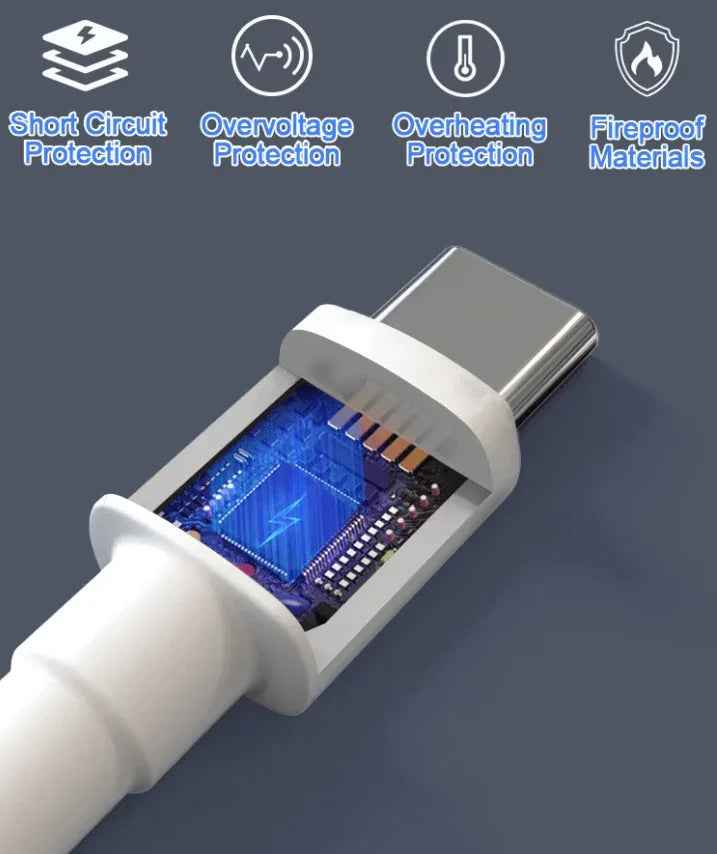 Techplus 5A 100W USB-C to USB-C cable for fast charging and data sync, shown with USB-C connectors.