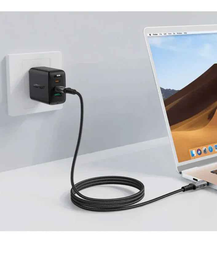 Techplus ACEFAST 240W USB-C to USB-C cable, durable PD cable for fast charging and data transfer, black design, model C1-09.