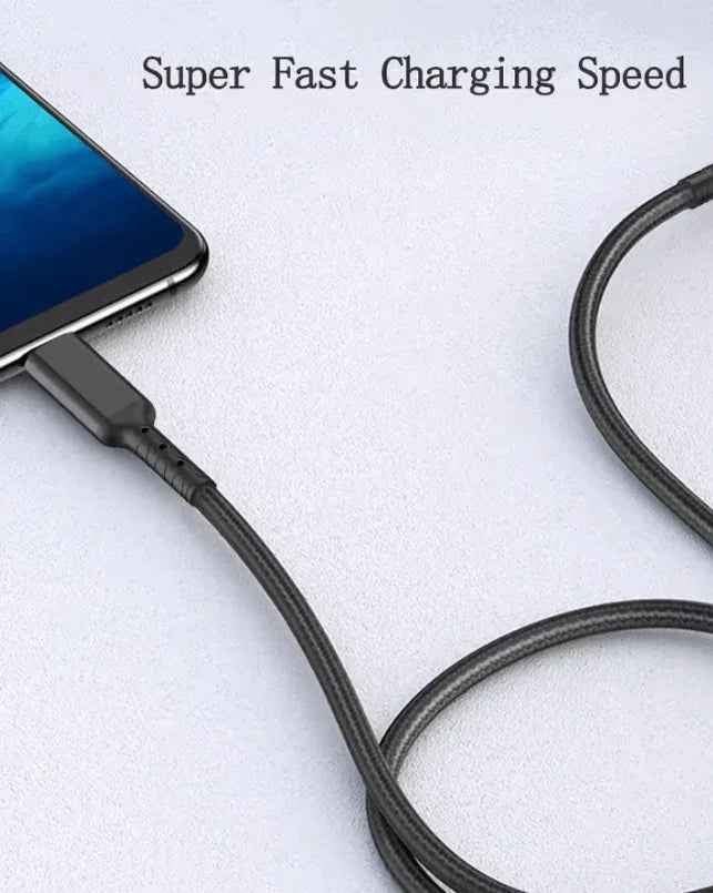 Techplus durable Type-C to Type-C cable for fast charging and data sync, shown with USB-C connectors on each end.
