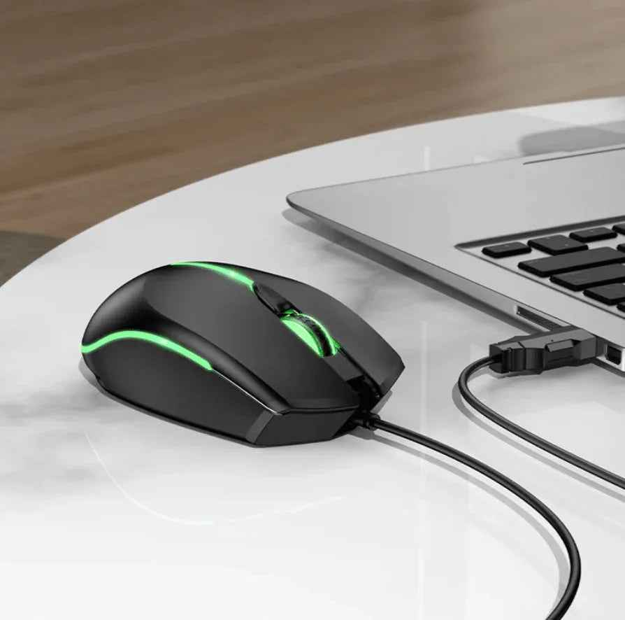 Hoco GM37 RGB wired gaming mouse with 2400 DPI and ergonomic design, featuring customizable lighting for gaming.