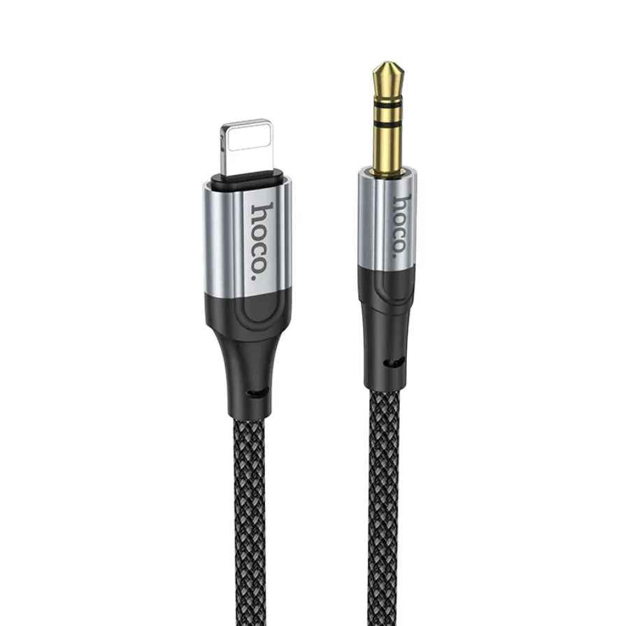 Techplus Hoco Lightning to 3.5mm Aux Cable UPA26, flexible cable with lightning and 3.5mm connectors for audio devices.