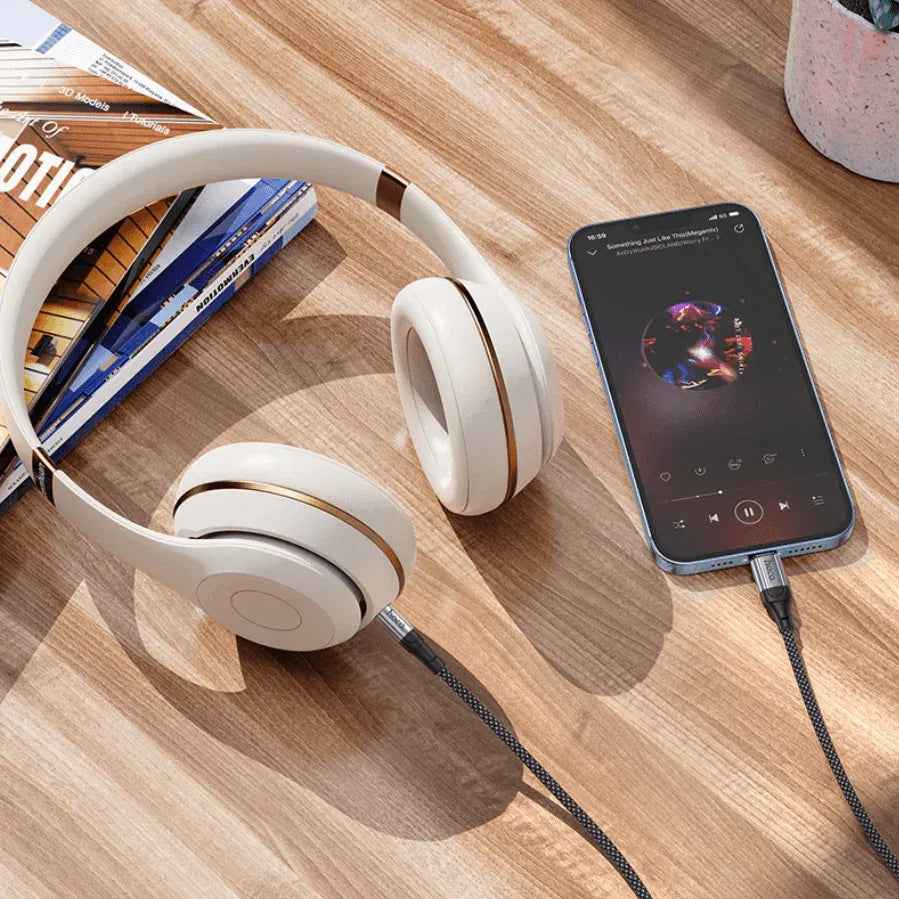Techplus Hoco Lightning to 3.5mm Aux Cable UPA26, flexible cable with lightning and 3.5mm connectors for audio devices.