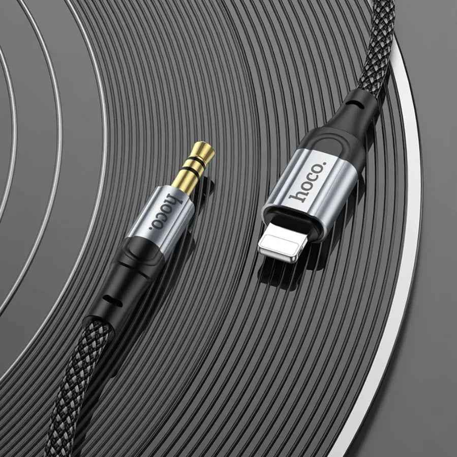 Techplus Hoco Lightning to 3.5mm Aux Cable UPA26 connects Apple devices to audio equipment with a durable cable.