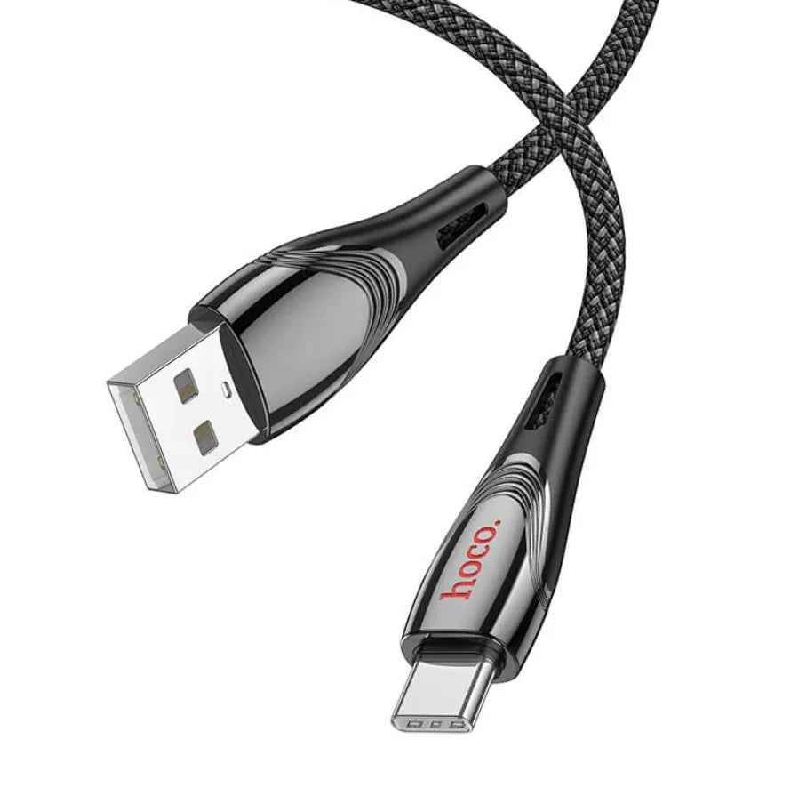 HOCO U133 USB-C fast charging cable by TechPlus, 1.2m braided design, supports 3A charging for smartphones and devices.
