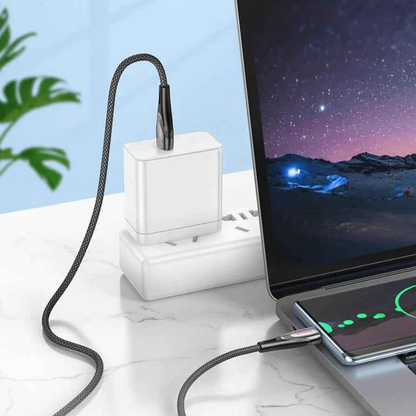 Hoco U133 USB-C fast charging cable, 1.2m braided design by TechPlus, supports 3A charging for smartphones and devices.