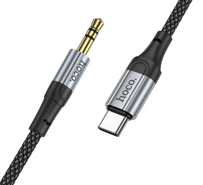 Techplus Hoco USB-C to 3.5mm Aux Cable UPA26 connected to a device for audio output.
