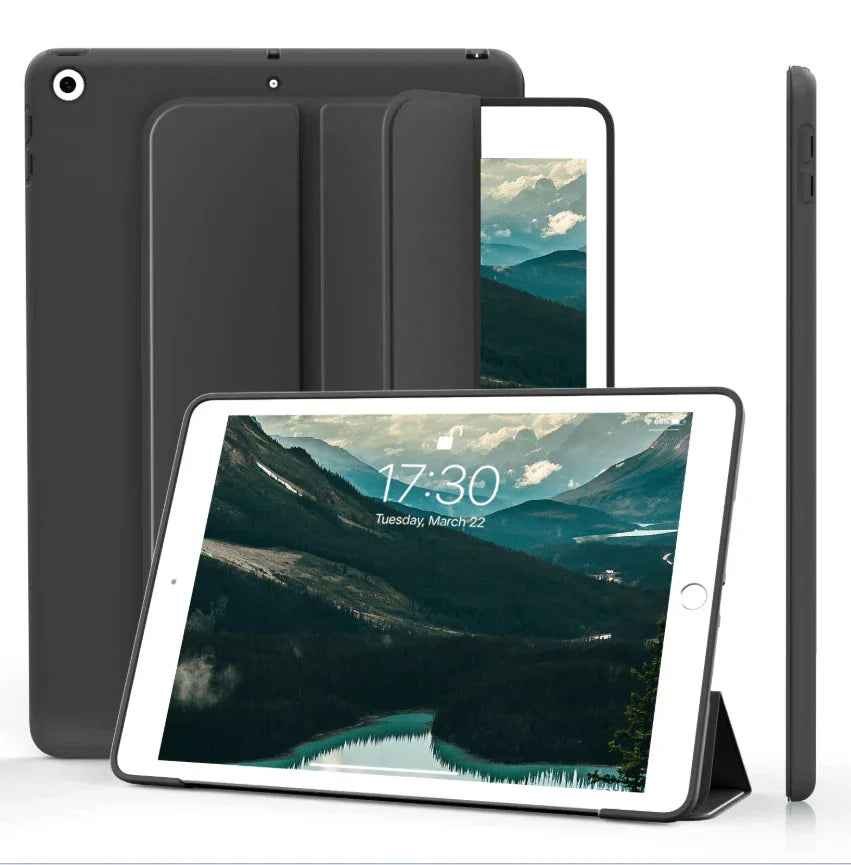 Techplus ultra slim iPad 5th/6th Gen 9.7" smart case with trifold design and protective cover, shown on a white background.