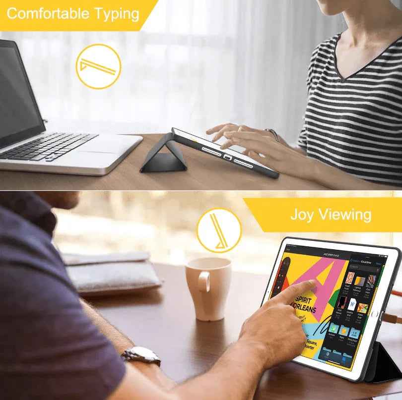 TechPlus iPad 5th/6th Gen 9.7-inch ultra-slim smart case with trifold stand and protective cover, shown on a white background.