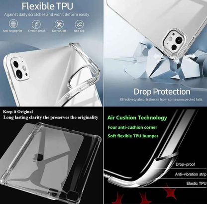 TechPlus iPad Pro 11 3rd Gen 2021 clear slim transparent case, protective cover with precise cutouts for model access.