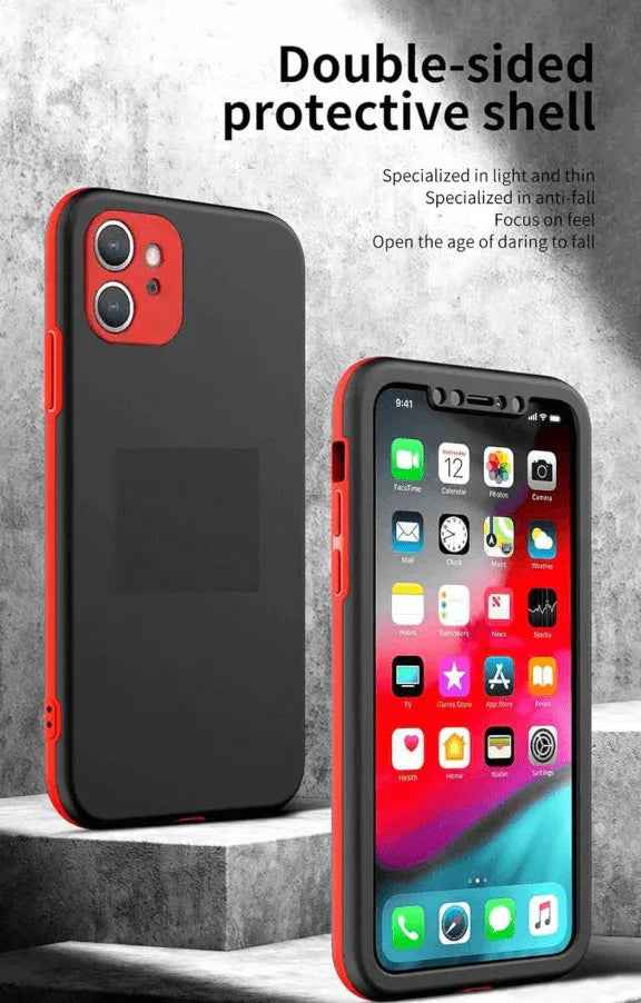 Techplus iPhone 12 360-degree case with a 3-piece full body protection cover showing the sleek design and secure fit.