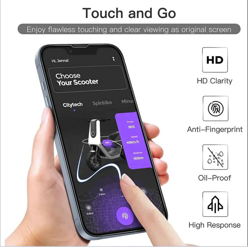 TechPlus iPhone 13 Pro glass screen protectors in a 2-pack, showing clear, durable tempered glass covers for the smartphone screen.