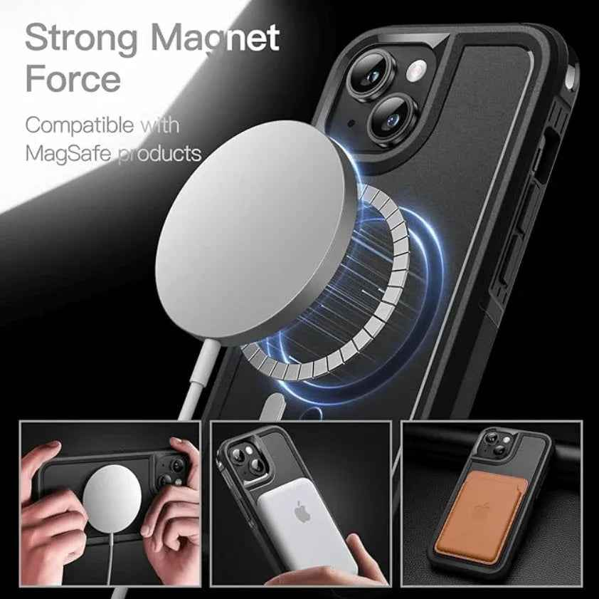 Techplus iPhone 15 Plus MagSafe case with rugged, shockproof heavy-duty design and precise cutouts for durable protection.
