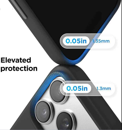 Black silicone case for iPhone 17 Pro Max by TechPlus, soft protective cover with a smooth, snug fit for the smartphone.