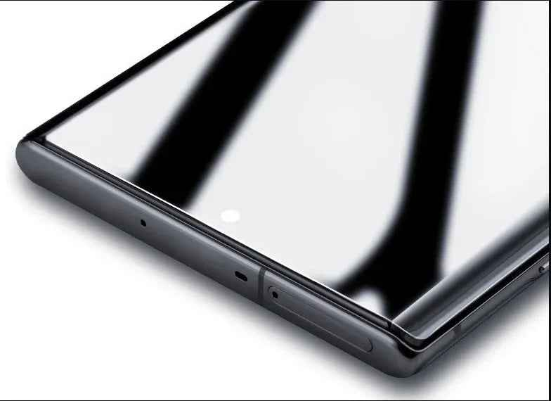 Samsung Galaxy S25 Ultra clear tempered glass screen protector by TechPlus with 9H hardness, showing smooth, transparent surface.