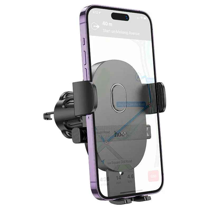Techplus universal gravity car phone holder with air vent auto clamp mount, securely holding smartphones during driving.