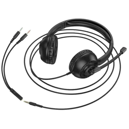 Techplus W112 Pure wired call center headset with 3.5mm and USB-A connections, featuring an adjustable headband and cushioned ear cups.