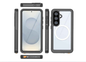 Clear waterproof and shockproof phone case for Samsung Galaxy S26 Plus by TechPlus, showing the protective cover from the front.