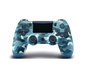 Blue camouflage PS4 controller by techplus, designed for comfortable gaming on home consoles.