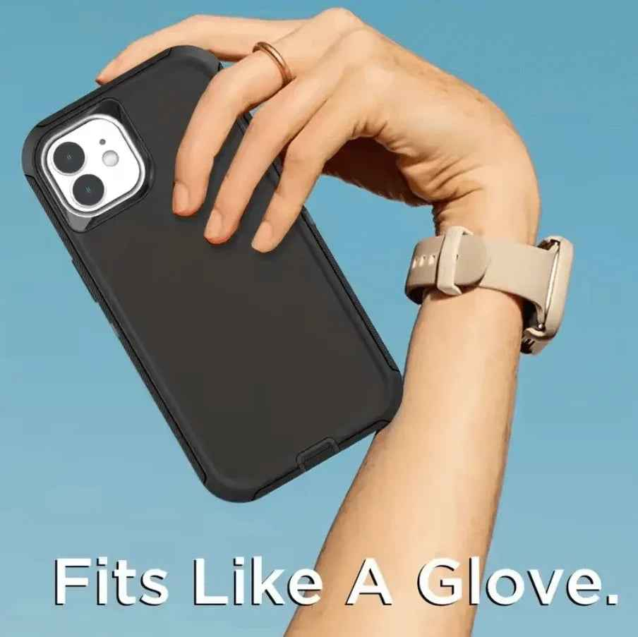 Techplus iPhone 12 heavy-duty shockproof mobile phone case with rugged design and reinforced edges for maximum protection.