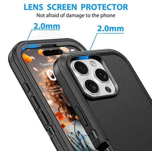 Techplus iPhone 16 Pro heavy-duty shockproof mobile phone case showing rugged design and protective features.