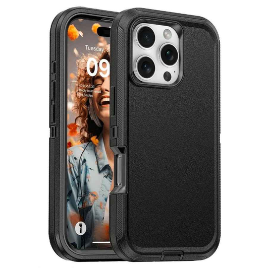 Techplus iPhone 16 Pro Max heavy-duty shockproof mobile phone case showing rugged design and durable protective features.