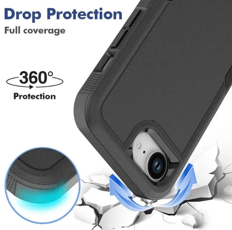 Techplus iPhone 16e dual layer armor hard case showing rugged design and durable construction for mobile protection.