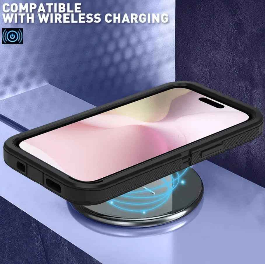 Techplus iPhone 16e triple layer armor hard case showing a rugged, protective mobile phone case with textured design.