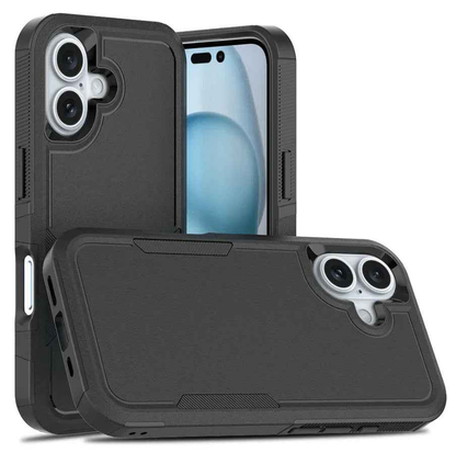 Techplus iPhone 17 dual layer armor hard case showing durable black and gray protective mobile phone case design.