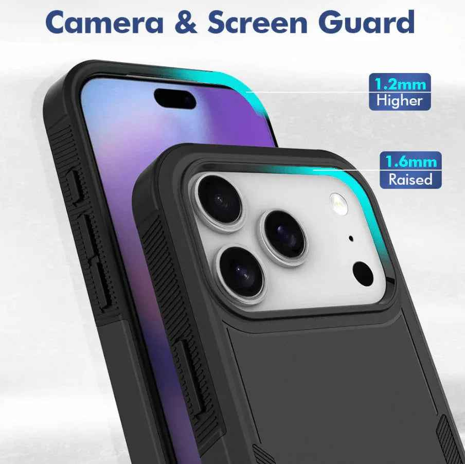 Techplus iPhone 17 Pro Max dual layer armor hard case showing rugged design and textured surface for protection.
