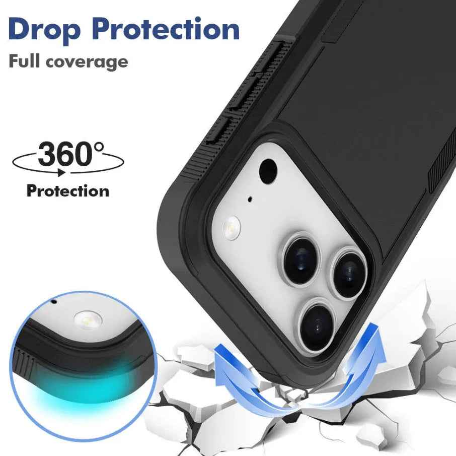 Techplus iPhone 17 Pro Max dual layer armor hard case showing rugged design and textured surface for enhanced protection.
