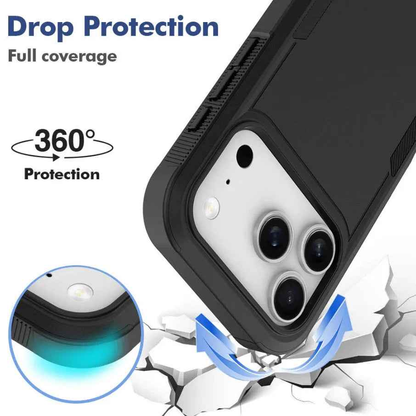 Techplus iPhone 17 Pro Max dual layer armor hard case showing rugged design and textured surface for enhanced protection.