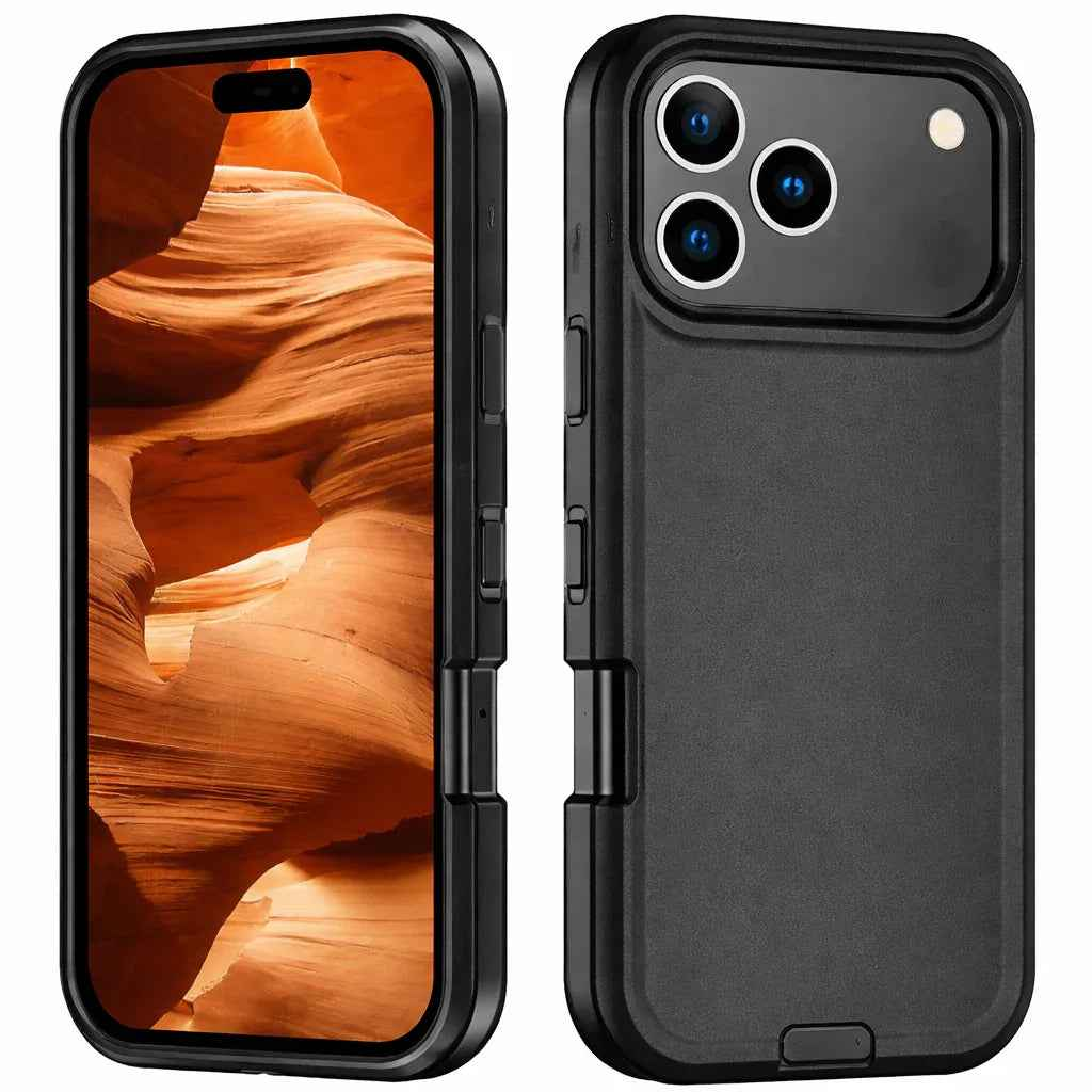 Techplus iPhone 17 Pro Max triple layer armor hard case showing rugged protective design and textured surface for mobile phone protection.