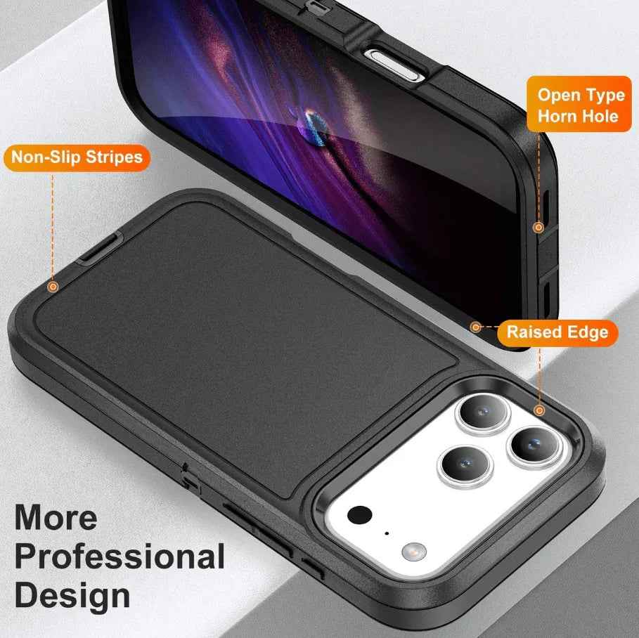 Techplus iPhone 17 Pro Max triple layer armor hard case showing durable, rugged design with textured surface for protection.