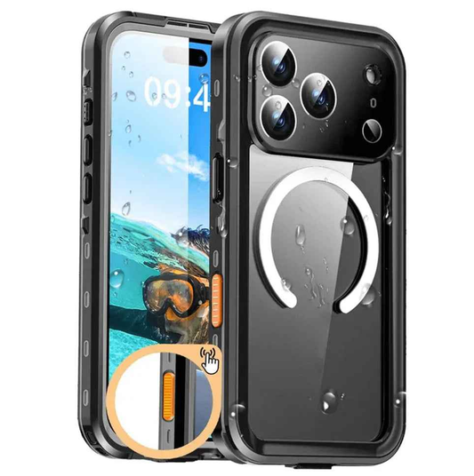 Techplus Redpepper MagSafe waterproof shockproof case for iPhone 17 Pro Max, showing durable protective cover with MagSafe ring.