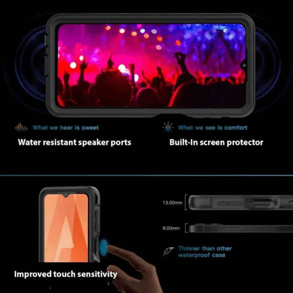 Techplus Samsung Galaxy A32 5G waterproof mobile phone case in red pepper color with full protection.