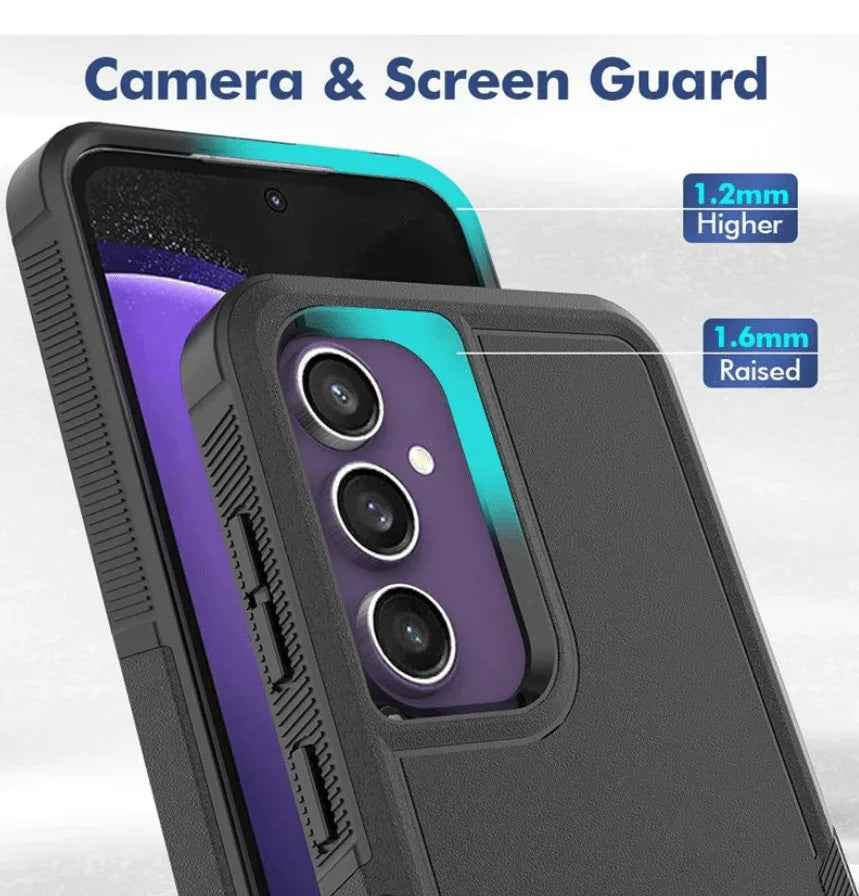 Techplus Samsung Galaxy S24 FE dual-layer armor hard case, durable mobile phone cover with rugged design and reinforced edges.