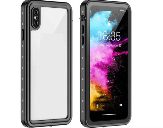 Techplus iPhone XR waterproof case in red pepper color, full protective cover with secure fit and durable design.