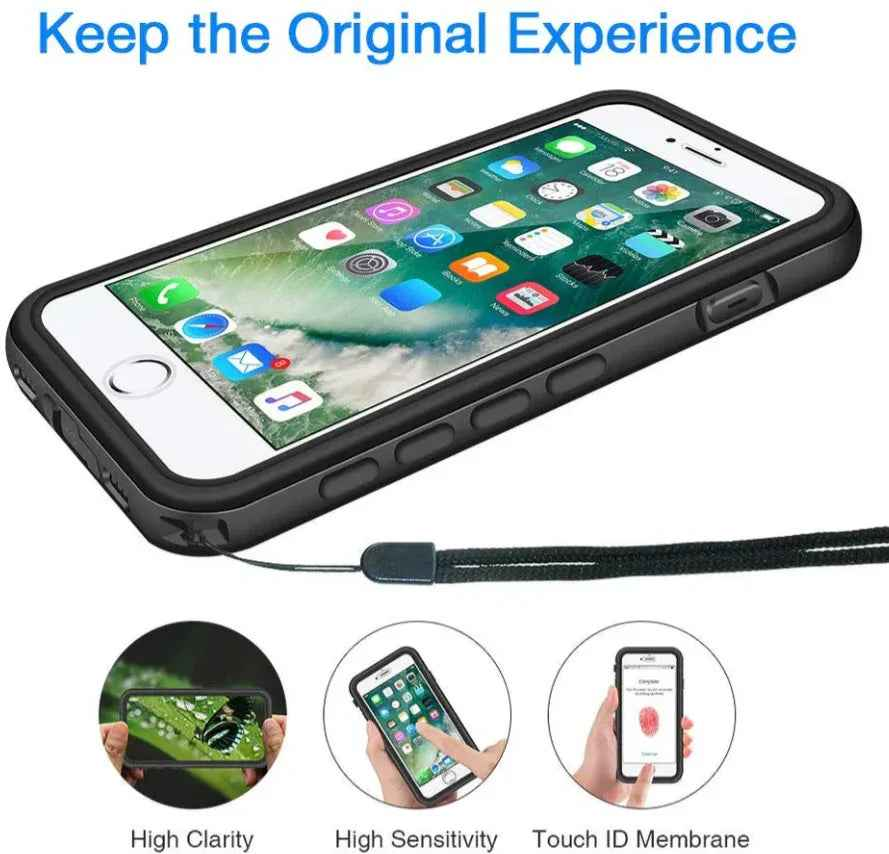 Techplus Redpepper waterproof case for iPhone SE in black, durable mobile phone case with secure waterproof protection.