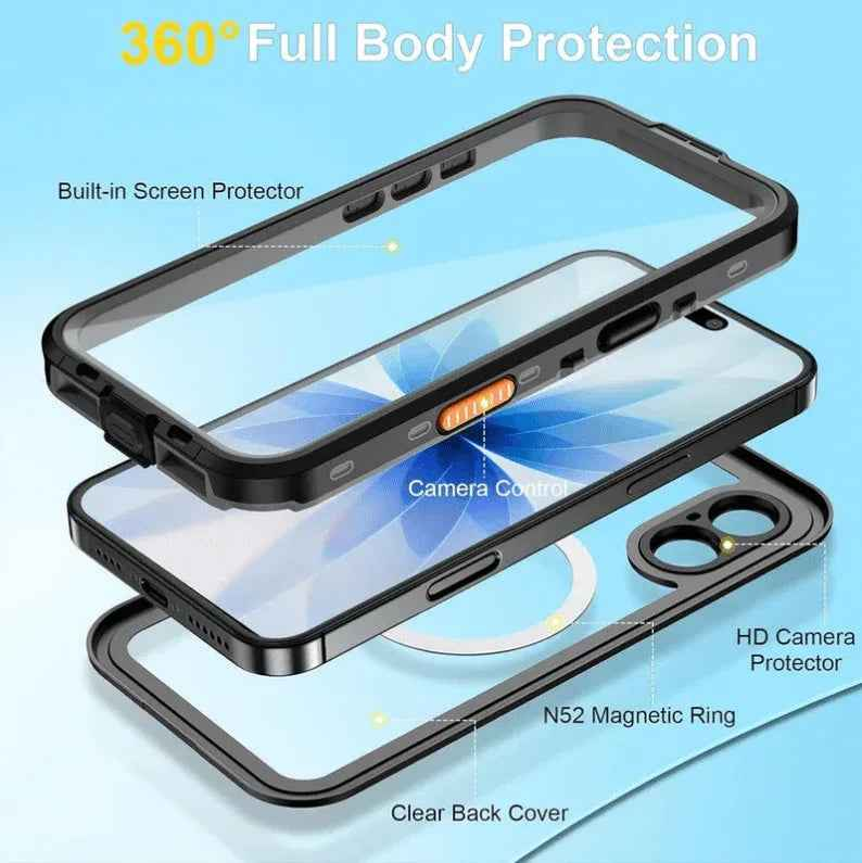 Techplus Redpepper waterproof MagSafe case for iPhone 17, shockproof mobile phone cover with durable protection.