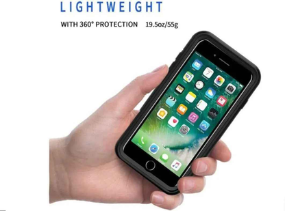 Techplus waterproof and shockproof iPhone 8 Plus case showing durable, protective design with clear front for screen visibility.
