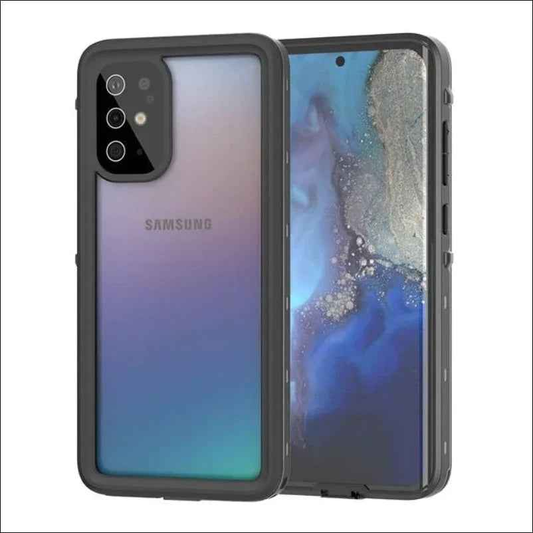 Techplus waterproof and shockproof case for Samsung Galaxy S20, provides durable protection with clear visibility.