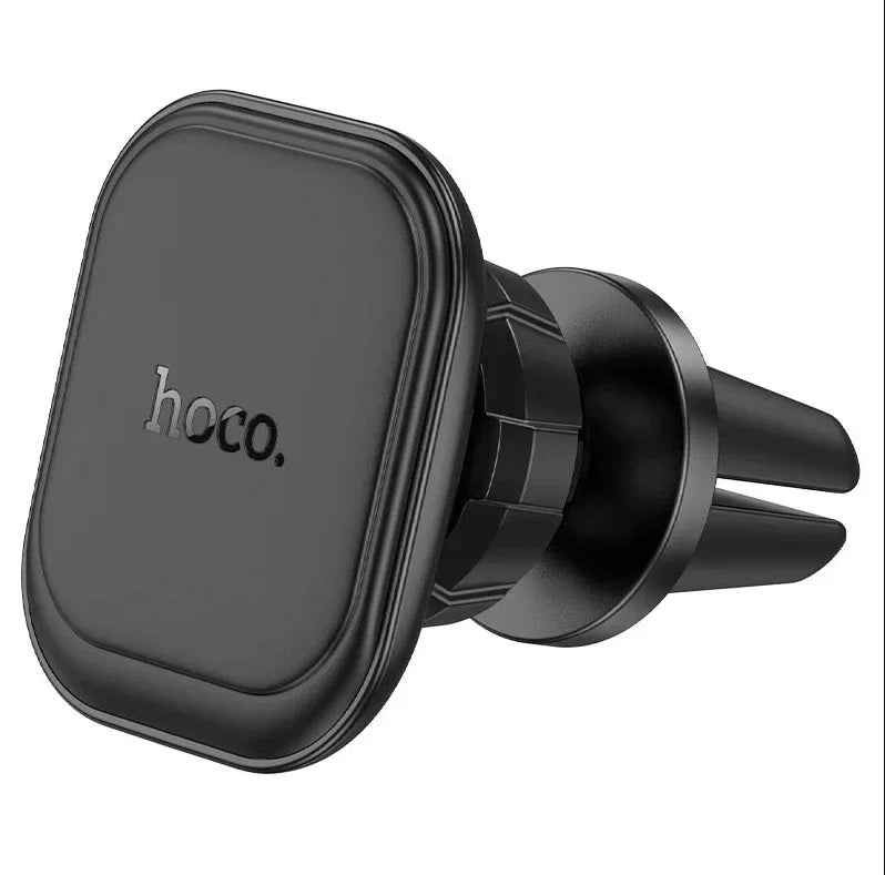 Techplus Hoco H29 magnetic air vent phone holder with strong magnet mount, showing the sleek black design attached to a car air vent.
