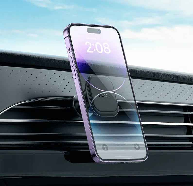 Techplus Hoco H29 Magnetic Air Vent Phone Holder with strong N45 magnet mounted on car air vent for secure mobile phone support.