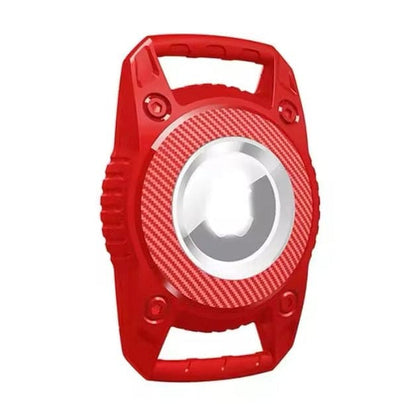 Black waterproof Apple AirTag holder for straps, designed by That Watch Shop, securely protects your AirTag during outdoor activities.