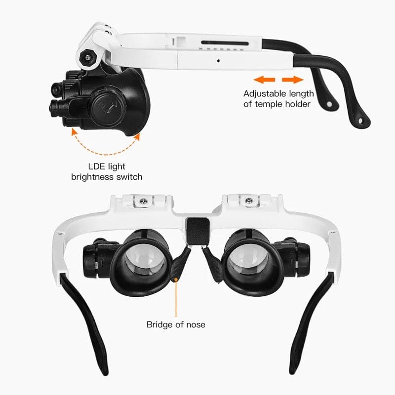 Magnifying glasses with battery compartments, featuring the That Watch Shop brand name on the packaging for detailed inspection.