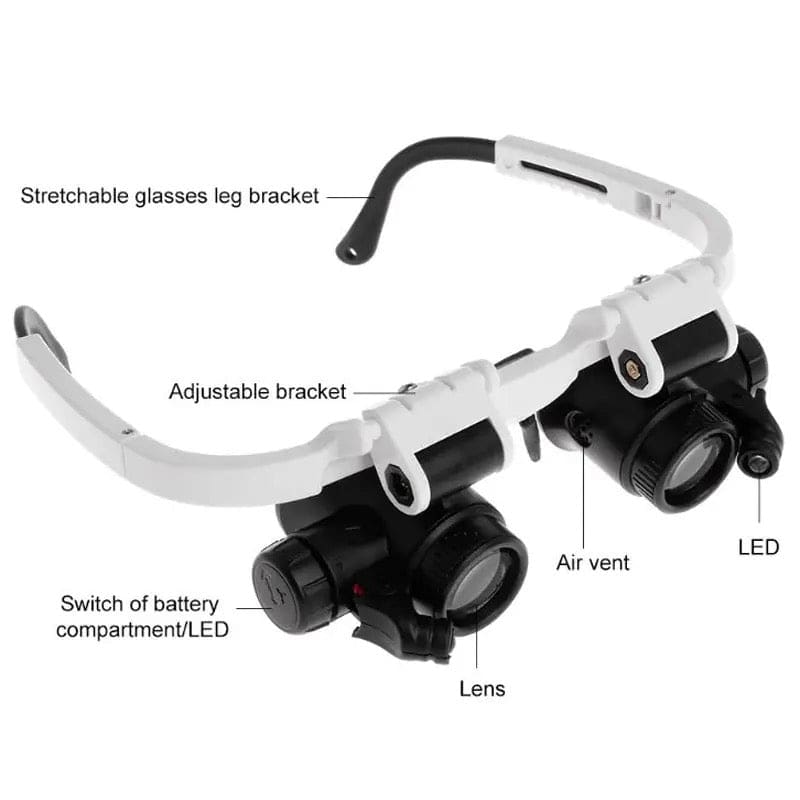 Magnifying glasses with battery compartment, featuring clear lenses and ergonomic design from That Watch Shop.
